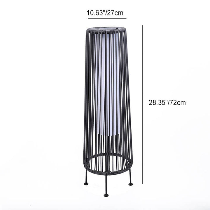 Moderne Shabby Chic Sol Runde Trapezoid Jern Rattan Wicker LED Utendørs Lys For Utendørs Patio | Skanto
