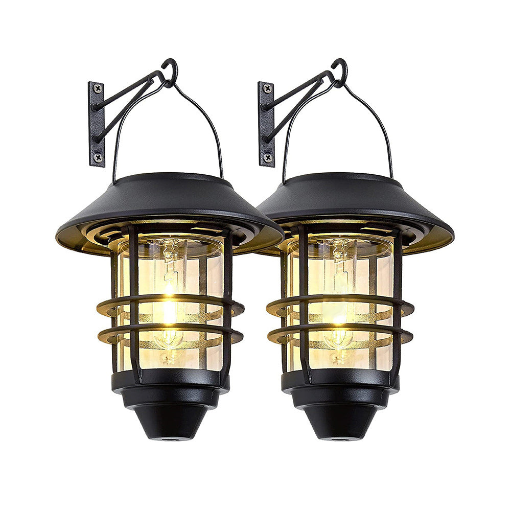 Samtidig Retro Sol Vannavstøtende Aluminium Glass Lantern Sylinder 1-Lys Hengende Vegglampe For Utendørs Patio | Skanto