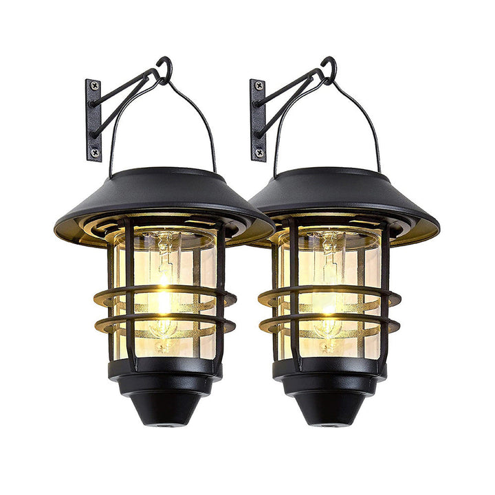 Samtidig Retro Sol Vannavstøtende Aluminium Glass Lantern Sylinder 1-Lys Hengende Vegglampe For Utendørs Patio | Skanto