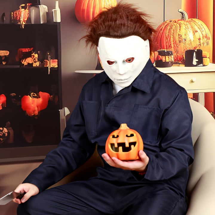 Skanto | Herres Skremmende Halloween Kostyme Jumpsuit | Maskert Langermet
