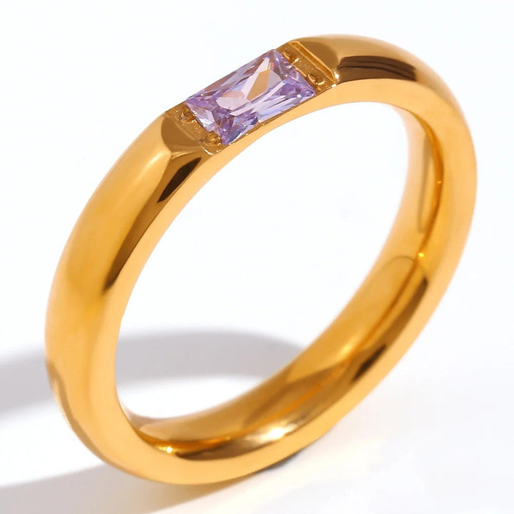 Skanto | 18k Baguette Cut Fødselsstein Ring