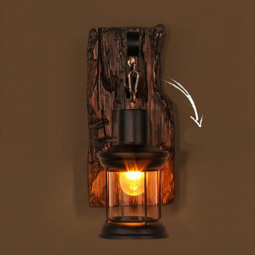Skanto | LichtGlas – Sylindervegglampe med glassbase, jern og tre