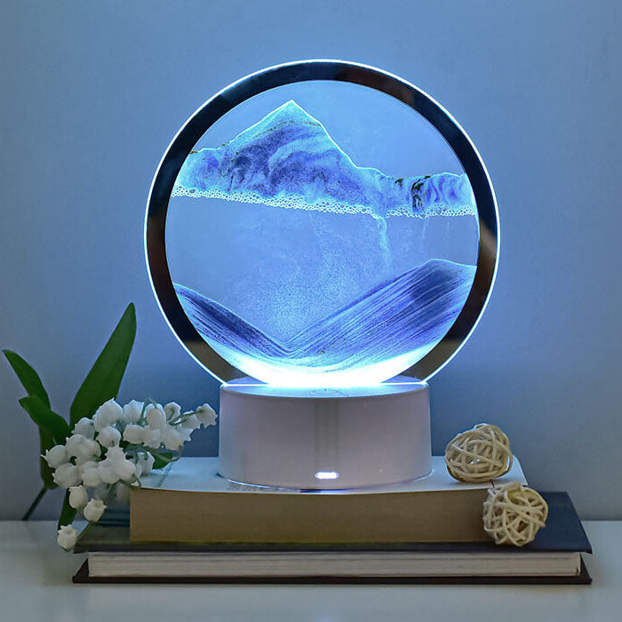 Skanto | Kreativ Rund Timeglass Quicksand 3D LED Nattlampe Bordlampe