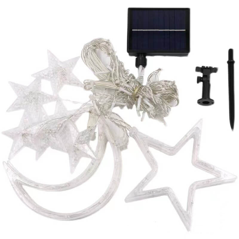 Norvo | LED Solenergi Stjerne Måne Gardin Lys Jul Utendørs Patio Dekorativ Camping Lysende Lyskastere