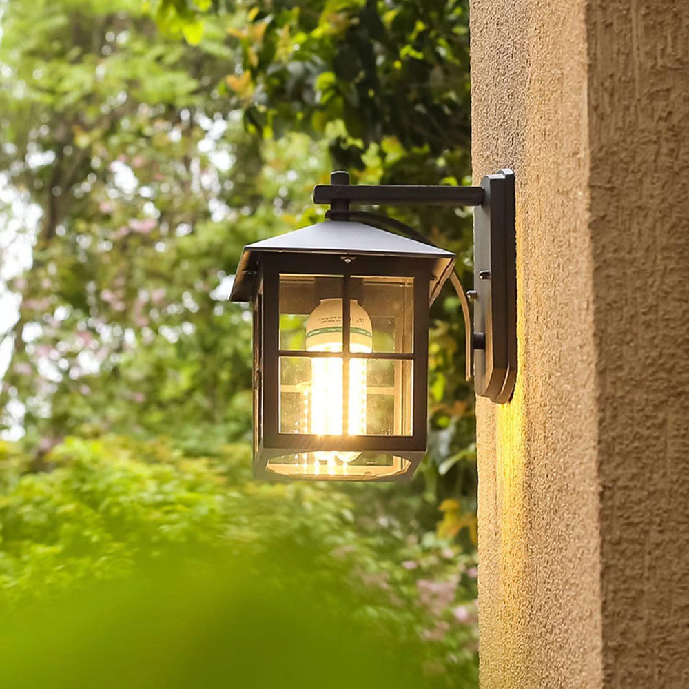 Moderne Enkelhet Vanntett Aluminium Kvadratisk Glass Skjerm 1-Lys Vegglampe For Utendørs Patio | Skanto