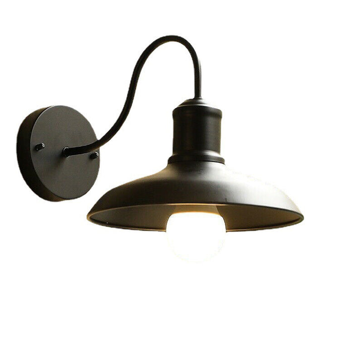 Retro Loft Dome Jern Utendørs Vanntett Vegglampe med 1 Lyskilde og Buet Arm