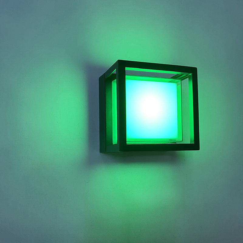 Vanntett firkantet LED-utevegglampe i aluminium og akryl for hagen
