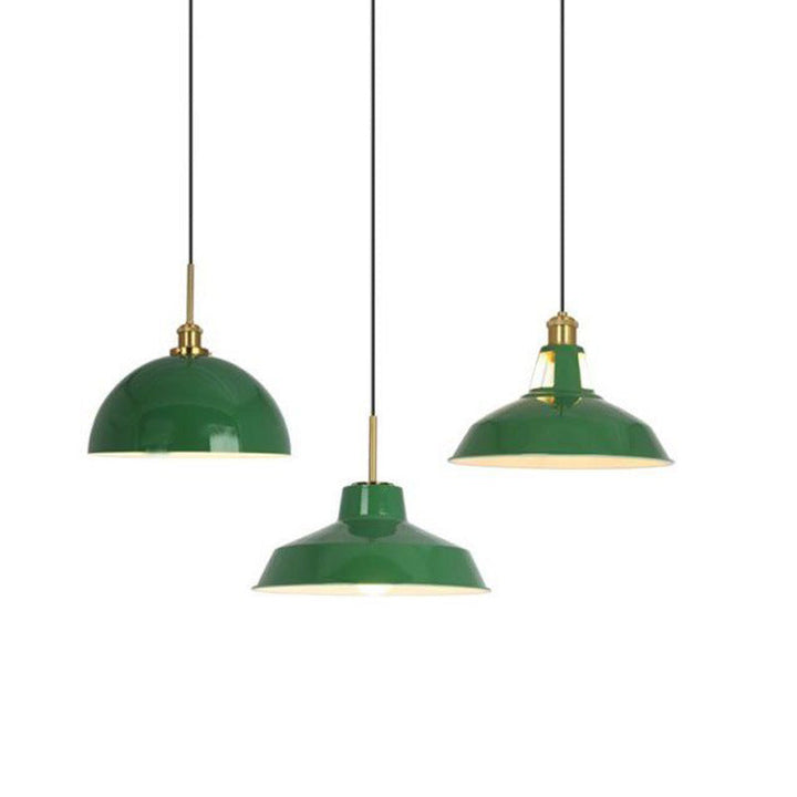 Skanto | RetroDome Industriell Vintage Pendellampe | Grønn Jernkuppel Design | Enkelt Lys | Rustikk Takbelysning