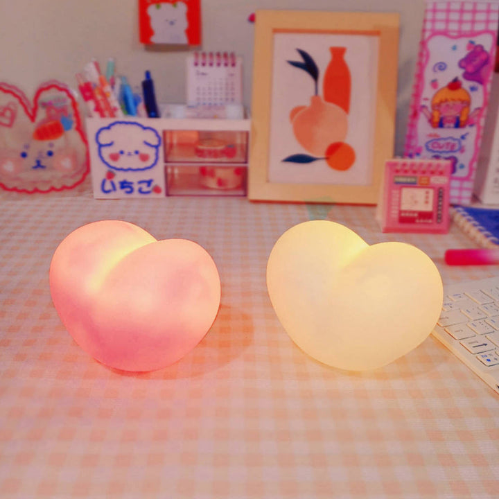 Skanto | LuvSphere Silikon LED Nattlys | Hjerteformet Design | Bordlampe | Varm Stemningslys | Dekorativ