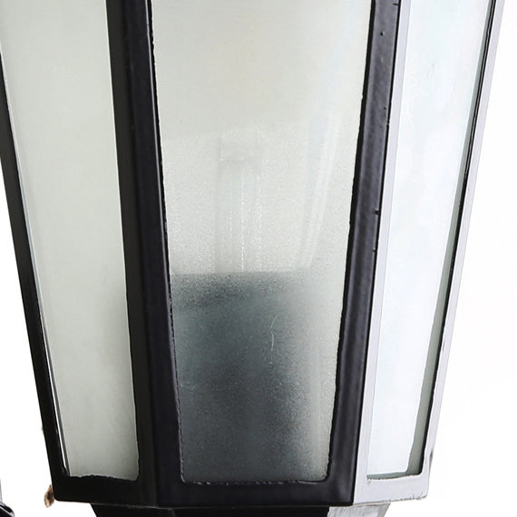 Moderne industriell hexagonal aluminiumsramme frostet glass 1-lykt utendørs vegglampe for hage | Skanto