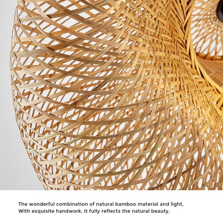 Skanto | Rattanvevd Bambus - Pendellampe - Led - Lys