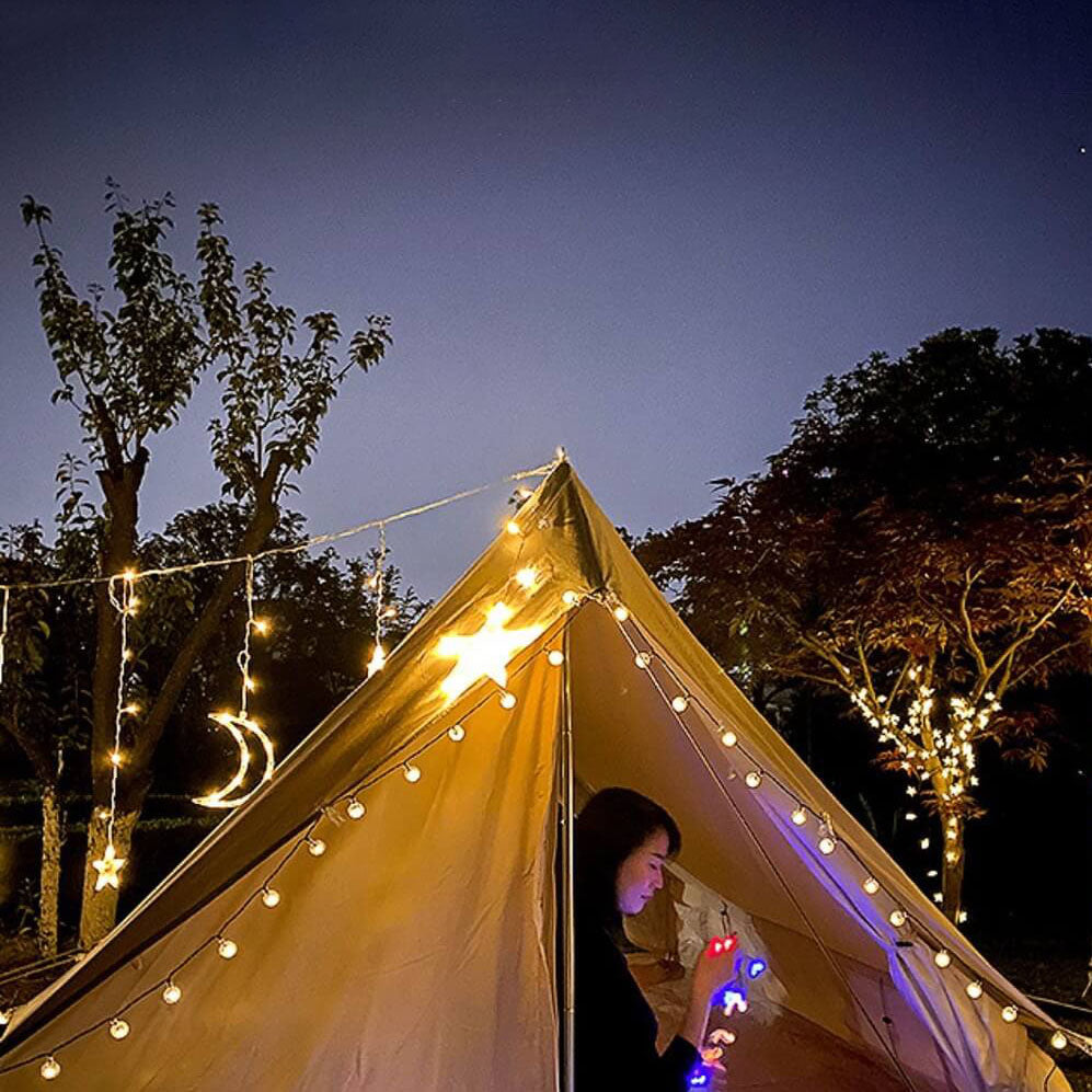 Skanto | LED Solenergi Stjerne Måne Gardin Lys Jul Utendørs Patio Dekorativ Camping Lysende Lyskastere
