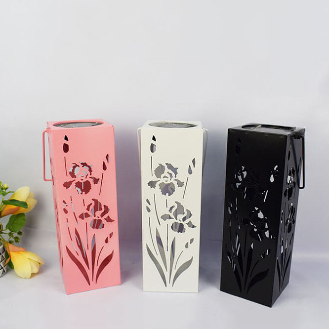 Skanto | Solar Butterfly Rose Pattern Hollow Column LED Utendørs Vanntett Dekorativ Lampe