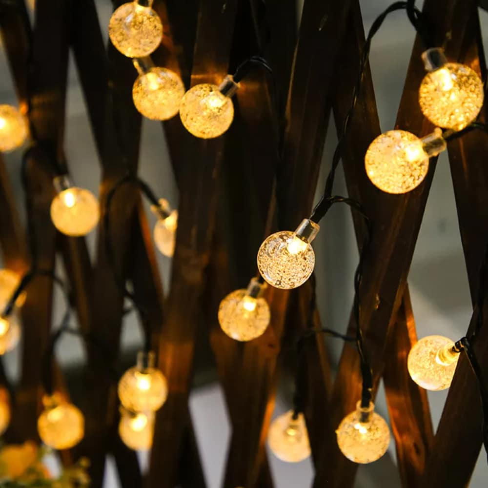 Solcelle lyslenker med ball lys - 5M-20 LED / 7M-50 LED / 12M-100 LED | Skanto