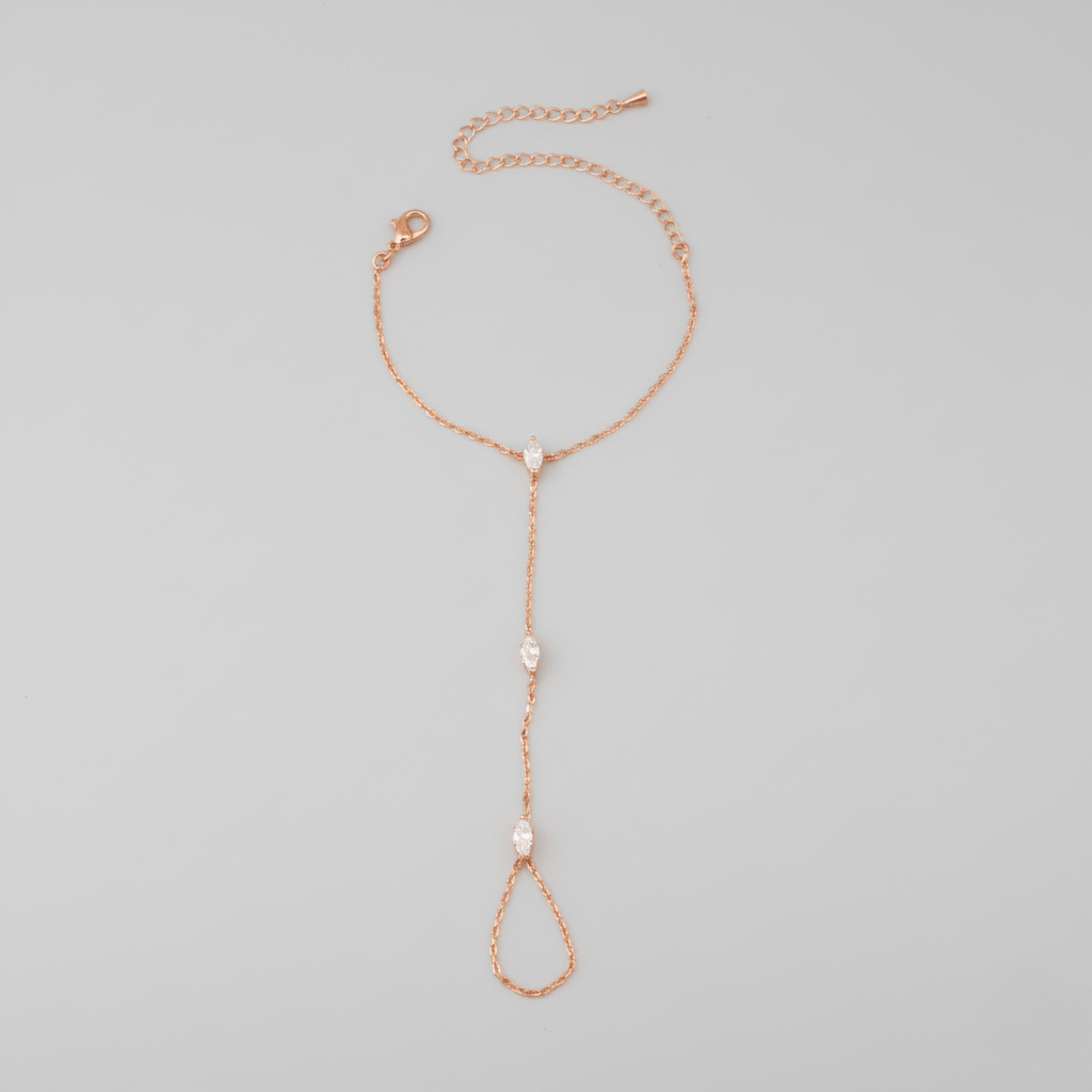 Verstellbares Fingerring-Armband aus Edelstahl mit Kristallen