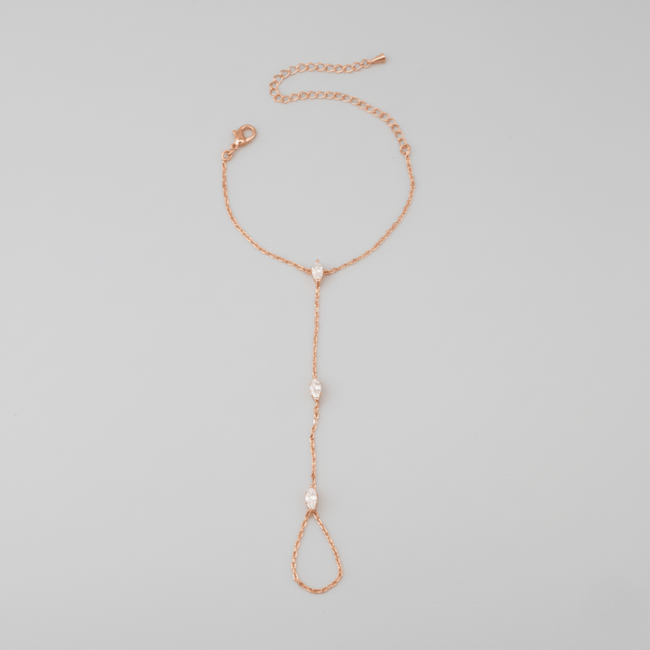 Verstellbares Fingerring-Armband aus Edelstahl mit Kristallen