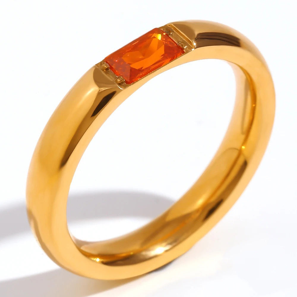 Skanto | 18k Baguette Cut Fødselsstein Ring