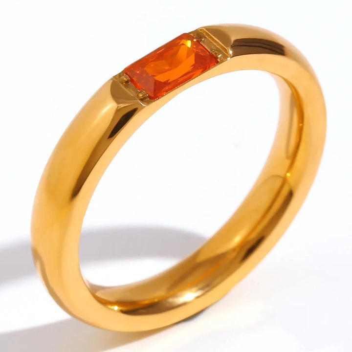 Skanto | 18k Baguette Cut Fødselsstein Ring