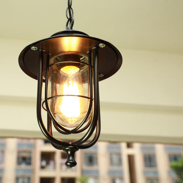 Industriell vintage aluminium bur glass 1-lampe utendørs vanntett pendellampe | Skanto