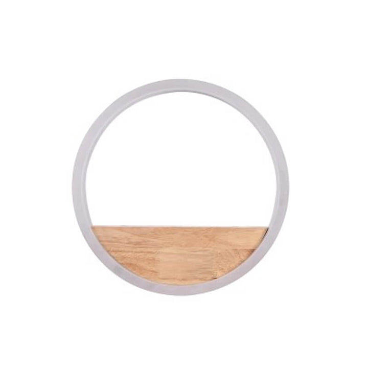Skanto | Lumoshelf LED Vegglampe | Massiv Trematerial med Hylle | Rund Vegglampe | Varm & Hvit Lys
