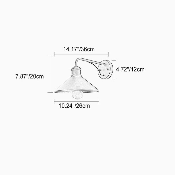 Moderne Minimalistisk Kjegle Jern 1-Lys Vegglampe For Utendørs Patio | Skanto