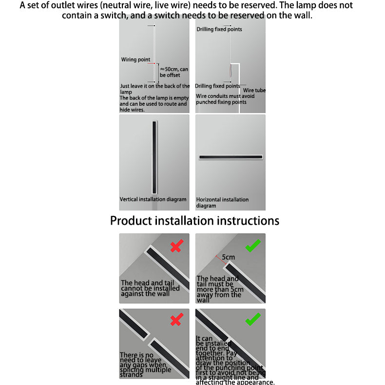 Moderne minimalistisk lang rektangulær aluminium akryl LED vegglampe for hage | Skanto
