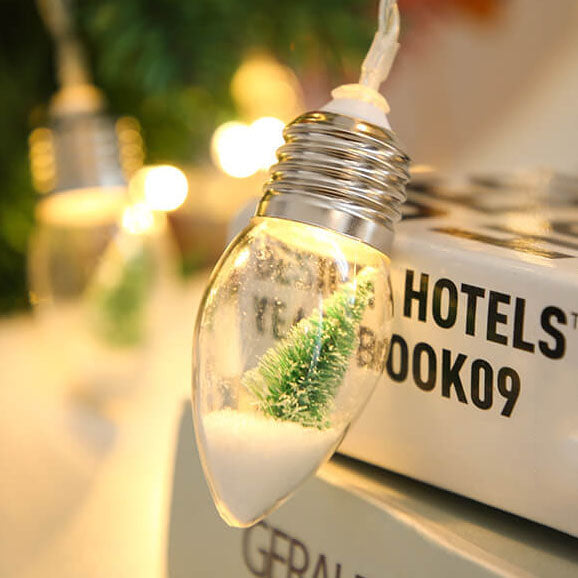 Skanto | LED Ønskebottle Glødelampe Juletre Snø Batteriboks Dekorativ Snorlys