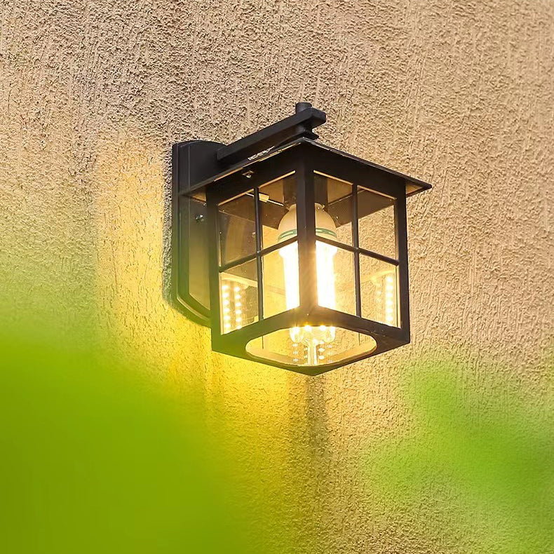 Moderne Enkelhet Vanntett Aluminium Kvadratisk Glass Skjerm 1-Lys Vegglampe For Utendørs Patio | Skanto