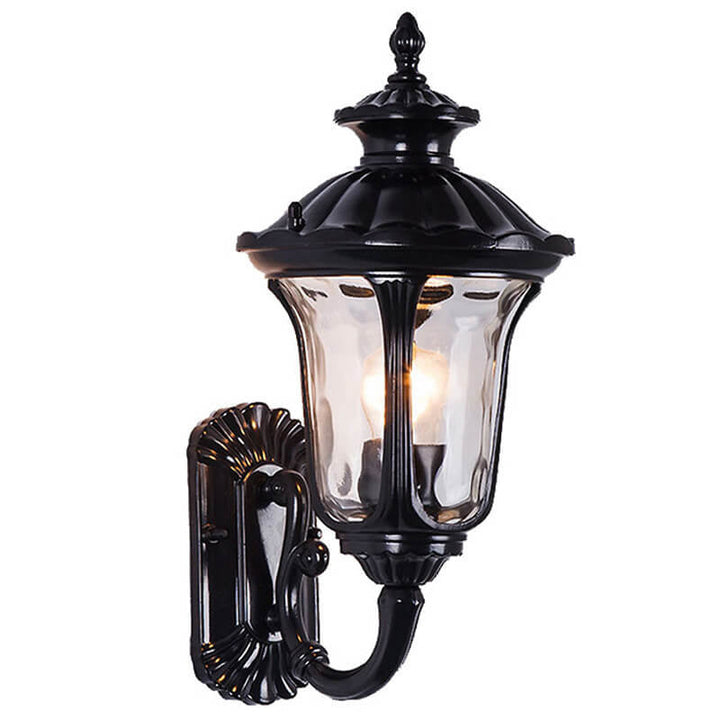 Europeisk Retro Vanntett Steinmønster Glasslampeskjerm 1-Lys Utendørs Vegglampe | Skanto