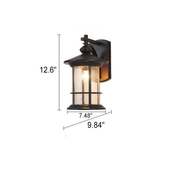 Industrial Vintage Bubble Glass Column 1-Light Utendørs Vanntett Vegglampe | Skanto