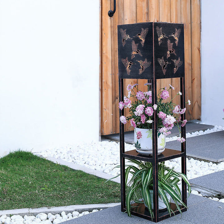 Solcelledrevet sommerfugllampe, skygge, firkantet hyllelampe, plantelampe, hagedekorasjon, vanntett, for terrasse og hage