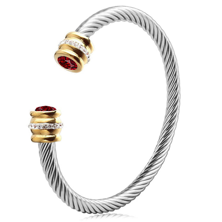 Skanto | Personlig Tilpasset Fødselsstein Ends Twist Cuff Armbånd