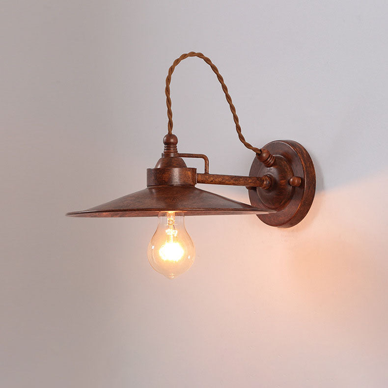 Moderne industriell vanntett metallplate bolle 1-lys vegglampe for utendørs patio | Skanto