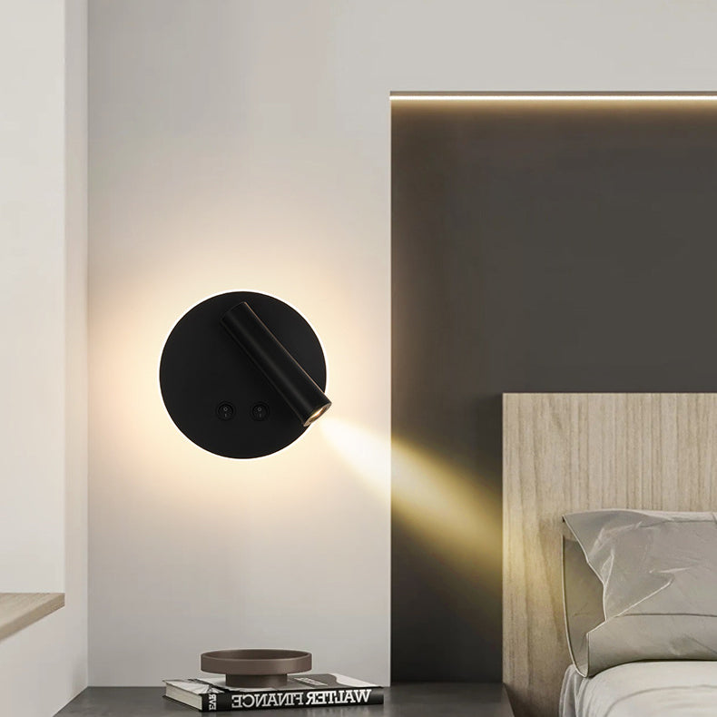 Skanto | Moderne Minimalistisk Rektangulær Rund Jern Aluminium LED Vegglampe For Soverom