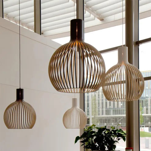 Nordisk tre-fuglebur-lampe, japansk kreativ tre-hengende-lampe