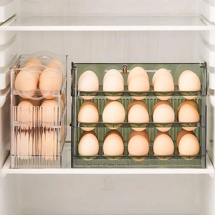 Skanto | Clear Egg Organizer – Space-Besparende Rullende Kjøleskapsoppbevaring