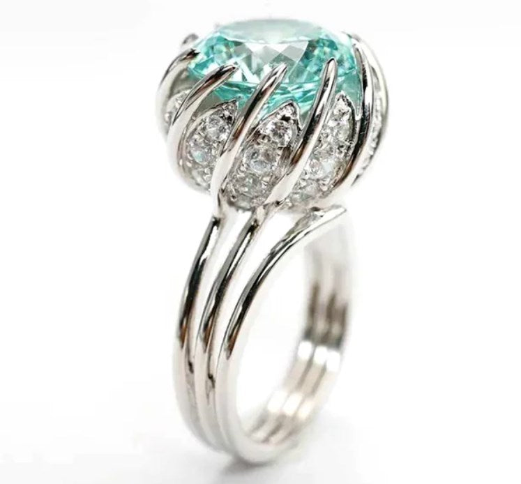 Skanto | 6 Karat Paraiba Blågrønn Lotus Diamant Ring