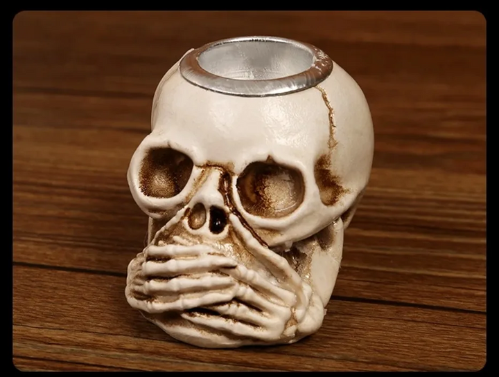 Skanto | GothicGlow 3pc Halloween Hodeskalle Lysestake Sett