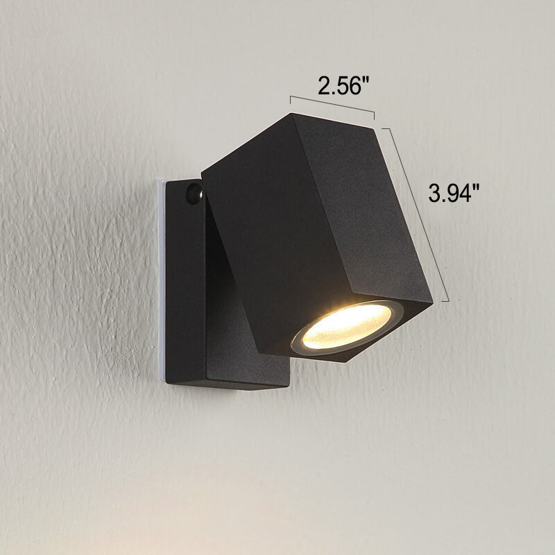 Moderne, vanntett, firkantet LED-vegglampe for utendørs bruk med justerbar vinkel