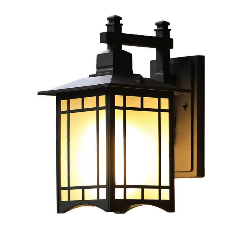 Moderne vanntette solcelle aluminiums kinesisk paviljong form 1-ledd vegglampe | Skanto