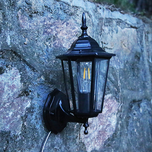 Moderne industriell hexagonal aluminiumsramme frostet glass 1-lykt utendørs vegglampe for hage | Skanto