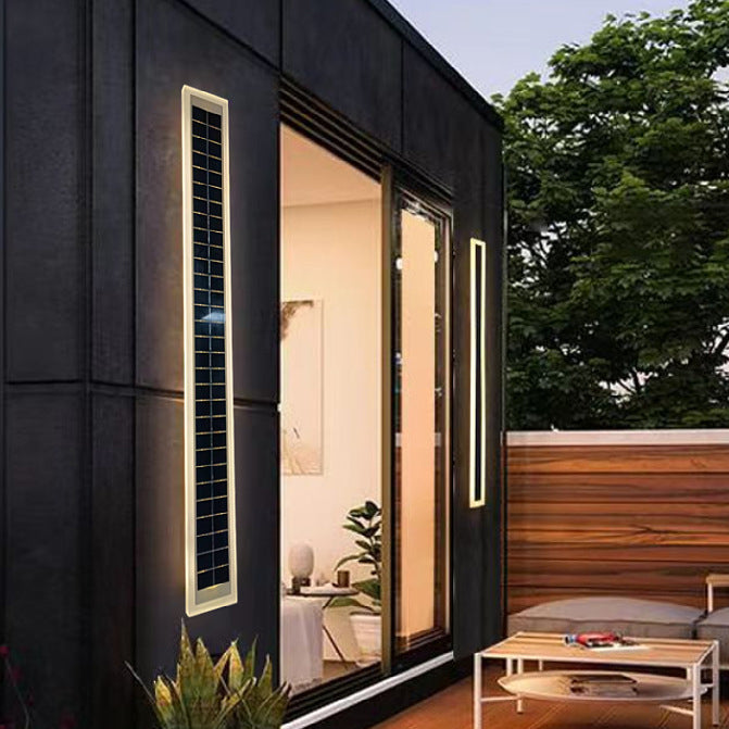 Minimalist Utendørs Solrektangulær Strip Vanntett Patio LED Vegglampe | Skanto