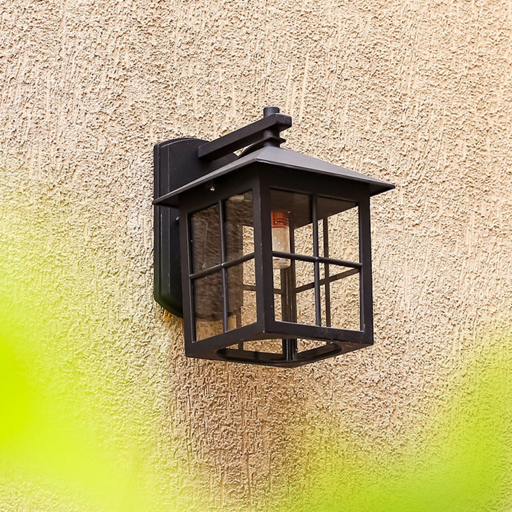 Moderne Enkelhet Vanntett Aluminium Kvadratisk Glass Skjerm 1-Lys Vegglampe For Utendørs Patio | Skanto