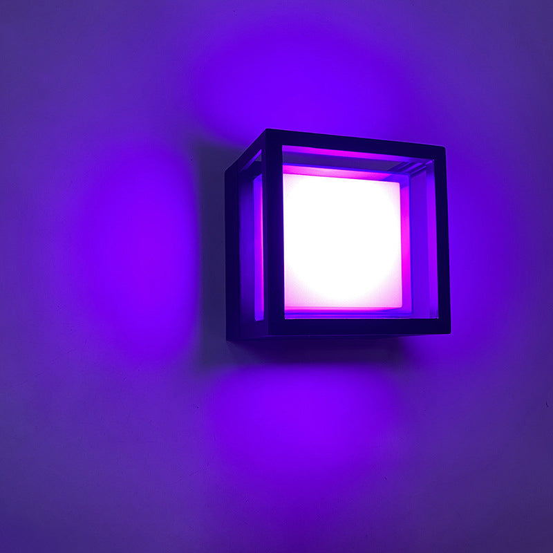 Vanntett firkantet LED-utevegglampe i aluminium og akryl for hagen