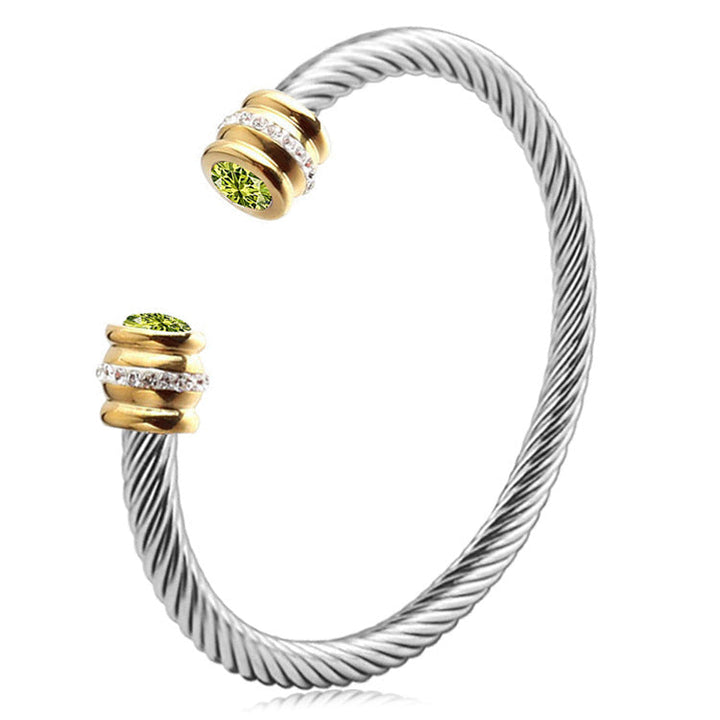 Skanto | Personlig Tilpasset Fødselsstein Ends Twist Cuff Armbånd