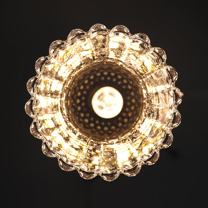 Skanto | Tradisjonell Fransk Messing Ruter Glass Blomst Form 1-Lys Pendellampe For Stue