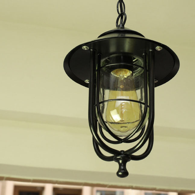 Industriell vintage aluminium bur glass 1-lampe utendørs vanntett pendellampe | Skanto