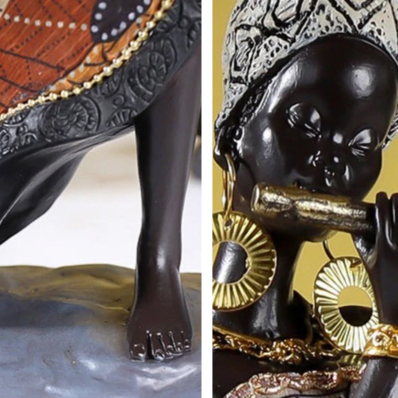 Skanto | Afrikansk kvinnelig musiker skulptur