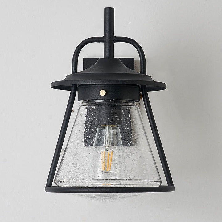 Vanntett Glass Cone Shade 1-Lys Utendørs Vegglampe | Skanto