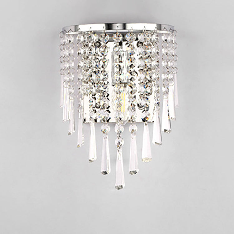 Skanto | Moderne Luksus Semi-Rund Octagonal Perle Rustfritt Stål Krystall 1-lys Vegglampe for Stue